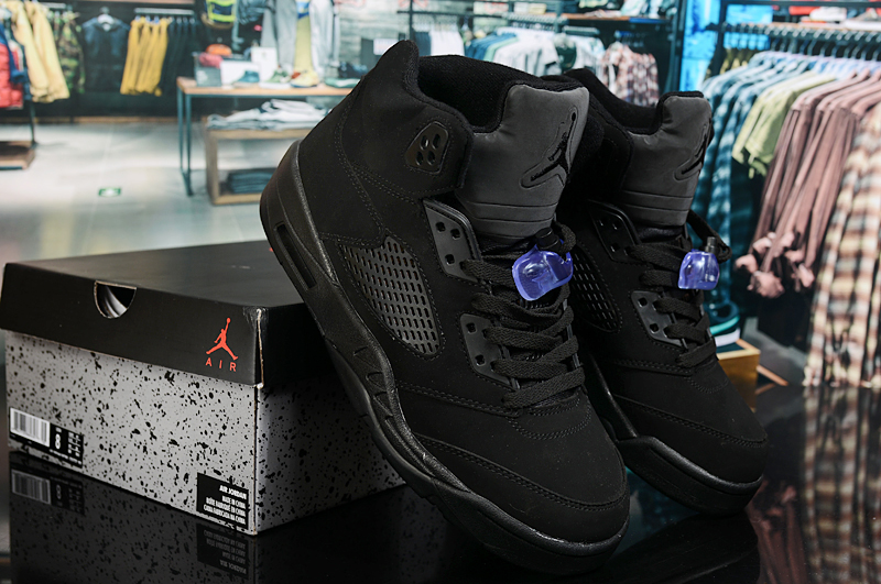 New Air Jordan 5 Retro All Black Shoes